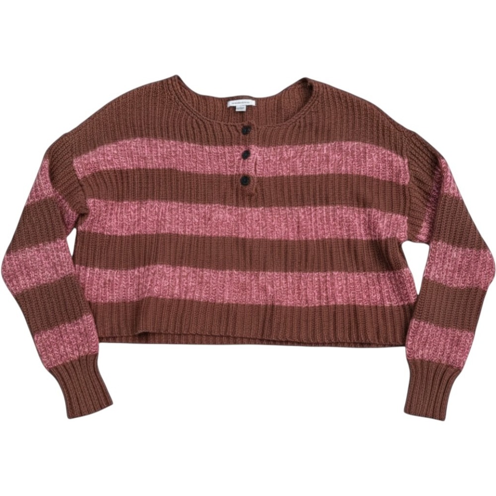 American Eagle (Brown) Striped Henley Sweater Womens Small